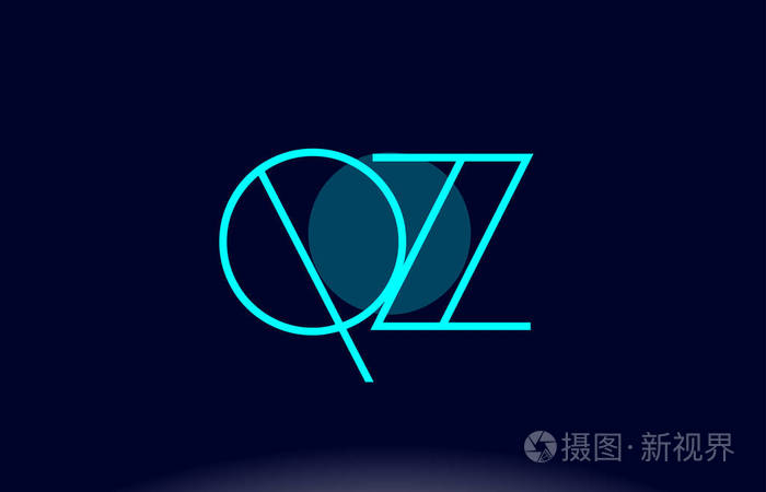 qz q z 蓝线圆字母表字母标志图标模板 vecto