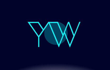 yw y w 蓝线圆字母表字母标志图标模板 vecto照片