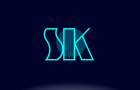 sk s k 蓝线圆字母表字母标志图标模板 vecto照片
