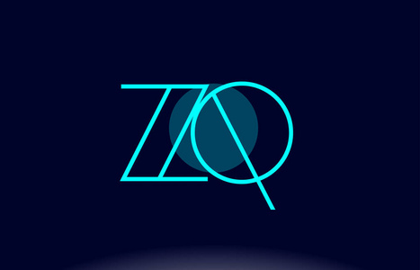 zq z q 蓝线圆字母表字母标志图标模板 vecto照片