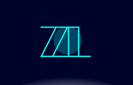 zl z l 蓝线圆字母表字母标志图标模板 vecto照片
