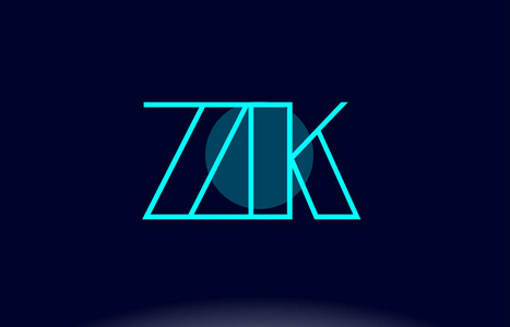 zk z k 蓝线圆字母表字母标志图标模板 vecto照片