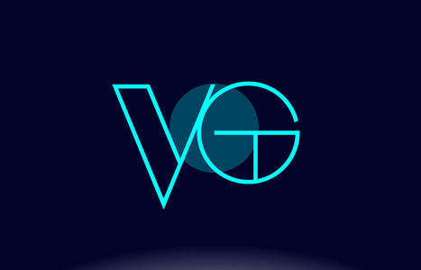 vg v g 蓝线圆字母表字母标志图标模板 vecto