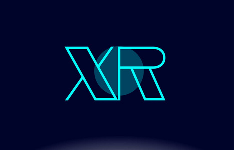 x r 蓝线圆字母表字母标志图标模板 vecto xr照片