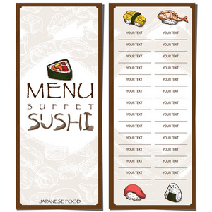菜单日本料理寿司餐厅模板设计手绘图形