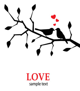 鸟儿在树枝上的爱