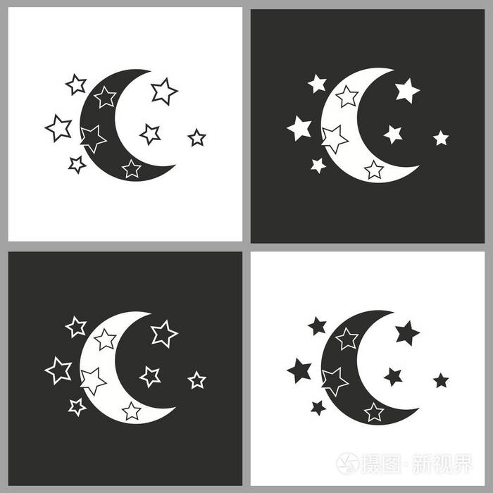 日月星矢量图标