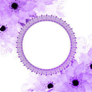 问候或邀请卡，开紫色花