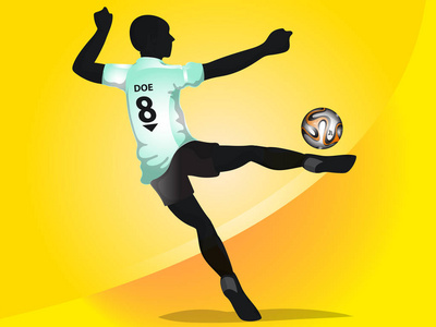足球运动员在发挥作用的插图