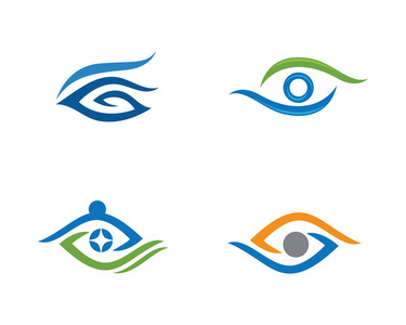 品牌标识企业眼睛关心矢量标志设计播放影片-矢量 logo 模板概念插画.