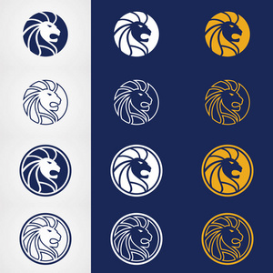 抽象的圈子狮子头标志设计插图