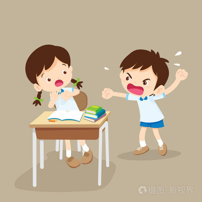 生气的男孩大喊大叫的朋友插画-正版商用图片0u78zj-摄图新视界
