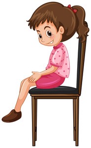 小女孩坐在大椅子上