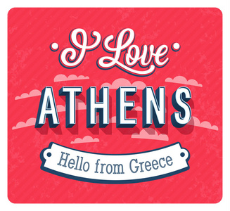 老式贺卡从雅典希腊