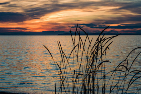 在 Semiahmoo 湾日落