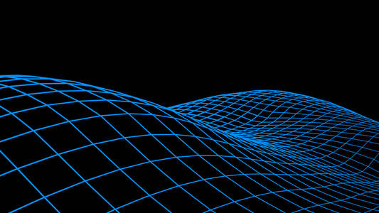 抽象矢量网络空间背景。景观或波的网格图。3d 技术线框矢量。数字网横幅