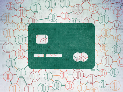 财务理念 信用卡数字数据纸张背景上