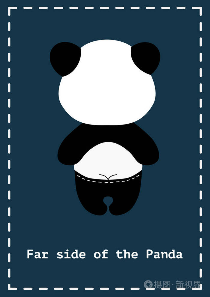 卡通熊猫海报远侧的熊猫有趣的卡片横幅海报t恤印花