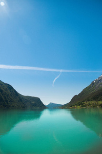 蓝 sognefjord 在挪威的峡湾景观