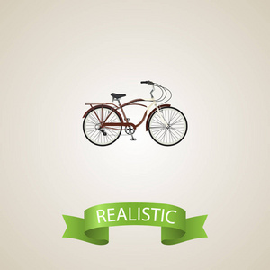 现实的巡航自行车元素。矢量图的现实旅程自行车上干净的背景孤立。可以用作巡航，自行车和自行车符号
