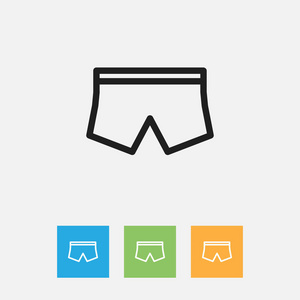 矢量图的贸易上泳裤大纲符号。保费质量孤立的短裤元素在时尚平面样式