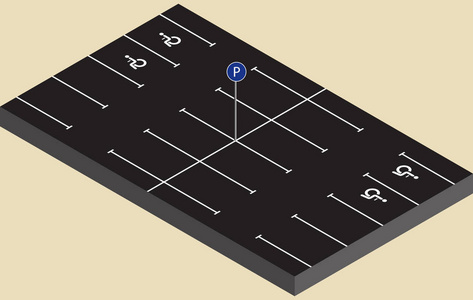 等距停车标志与残疾人的地方
