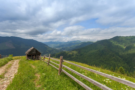 美丽阳光灿烂的日子是在山的风景。喀尔巴阡 乌克兰