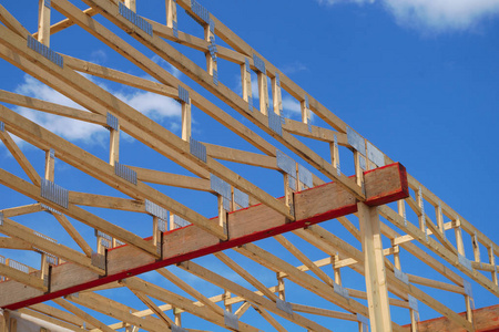 房子骨架房子建筑木框架结构木工骨架生成照片