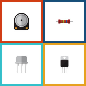 平面图标电子集的 hdd, 抵抗, 反抗和其他矢量对象.