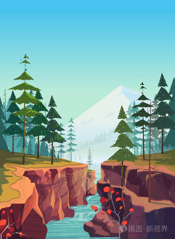 峡谷矢量背景,为您设计的自然景观图形