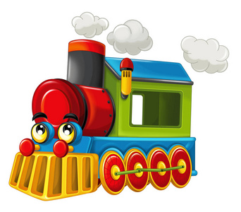 看起来很滑稽的蒸汽火车的卡通