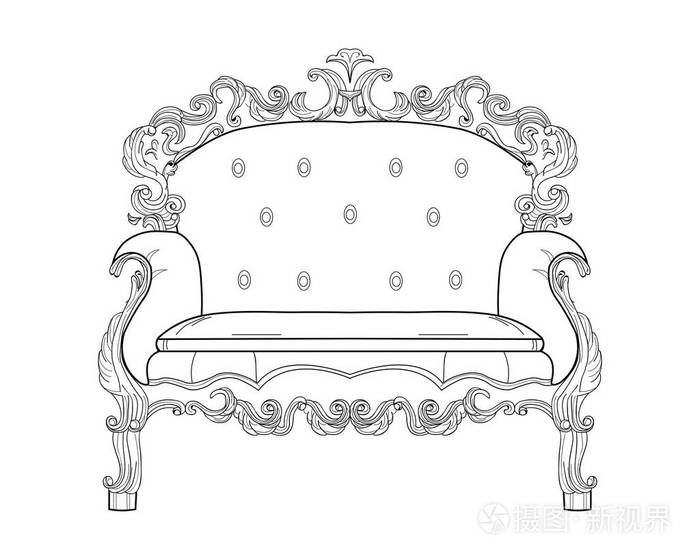 巴洛克式家具丰富的扶手椅.手工制作的装饰的装饰.矢量图