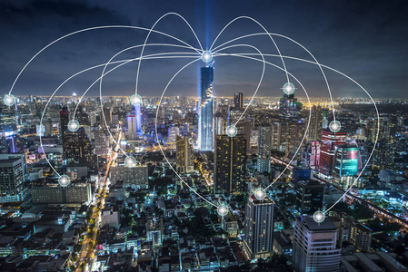 智能城市互联网和无线通信网络,技术概念照片