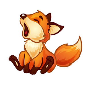 可爱的一只狐狸幼崽打呵欠