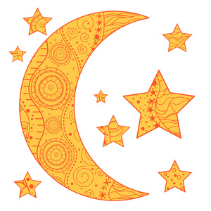 Zentangle 月亮和星星图案抽象