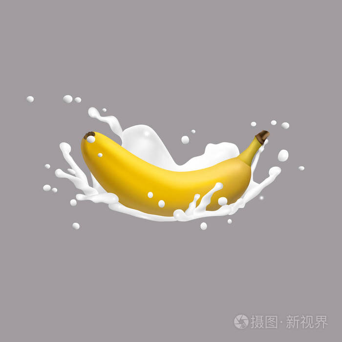 香蕉和牛奶飞溅