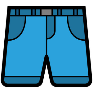 男人短裤图矢量图标的蓝色牛仔裤短裤的男人或女人在平面样式.