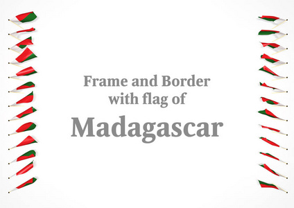 框架和边界与马达加斯加的旗帜。3d 图