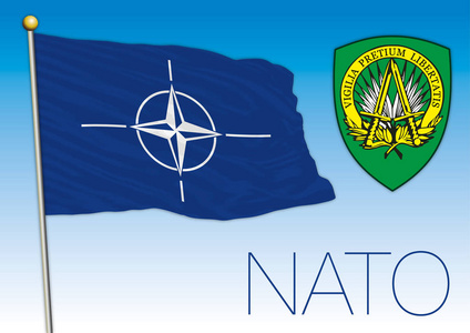 北约的旗帜和徽章,北大西洋公约组织照片