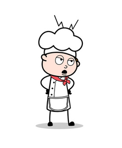 卡通失望厨师表达矢量图女性面部表情, 手势, 情感幸福惊喜的厌恶悲伤