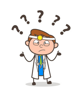 外科表卡通困惑的外科医生表达矢量图照片