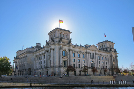 德国国会大厦在德国柏林日落