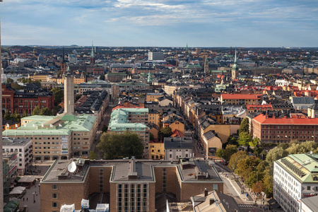 在中部城市购物中心塔从瑞典斯德哥尔摩2016 年 9 月 16 日 鸟瞰图