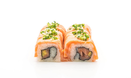 烤三文鱼寿司卷日本的食物风格