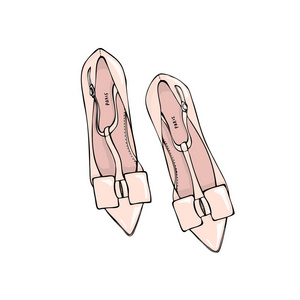 粉红色的鞋子，白色背景上的蝴蝶结