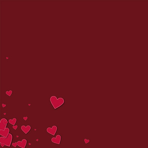 红缝纸心凌乱左下的角上酒红色背景矢量图照片