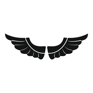 飞翔的翅膀黑色简单轮廓图标矢量插画设计和 web 上白色孤立