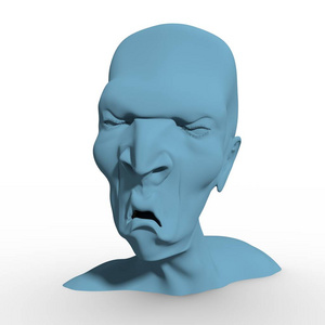 漫画卡通可疑女孩自鸣得意的人脸三维模型照片