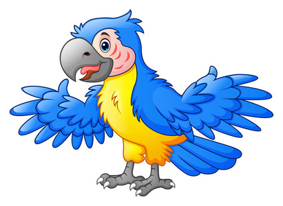 的手绘动画卡通人物的生日快乐可爱的鹦鹉卡通人物与小车卡通可爱的