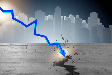 资本危机图表显示金融危机-3d 渲染照片